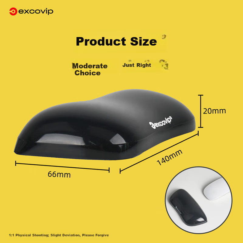 EXCO Crystal Black Mouse Wrist Rest, Ergonomic Mouse Pad, Wrist Support, Hand Rest, Wrist Cushion, Mouse Wrist Guard, Keyboard Hand Rest, Anti-Tendonitis Hand Protection 0386 8