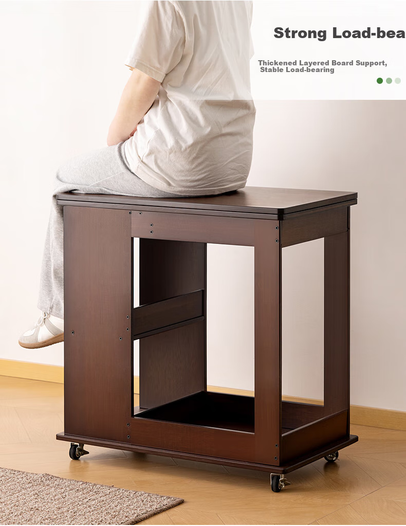 Laozhujiang Movable Side Table, Living Room Coffee Table, Sofa End Table, Multifunctional Antique Folding Tea Table, Storage Rack, Corner Cabinet 4