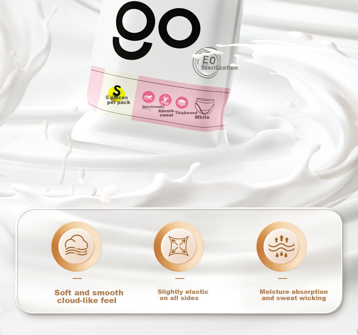Freego Disposable Underwear for Women, Travel, Business Trips, Postpartum Confinement, 5 Individually Wrapped Pieces, White, XL 2