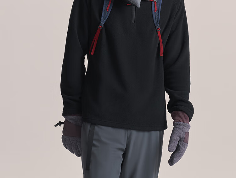 JD Jingzao Men's Thermal Fleece Outdoor Jacket Winter Sports Polar Fleece Liner Black Gray Stripe S 2