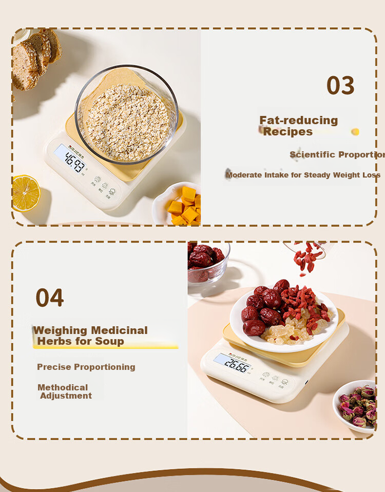 Baijie Electronic Kitchen Scale High Precision Food Scale Gram Scale Baking Scale 0.1g/10kg Rechargeable 11