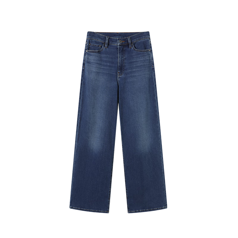 JD Jingzao Women's Jeans Autumn 2025 New Lycra Stretch Draped Straight Casual Pants Medium Blue M