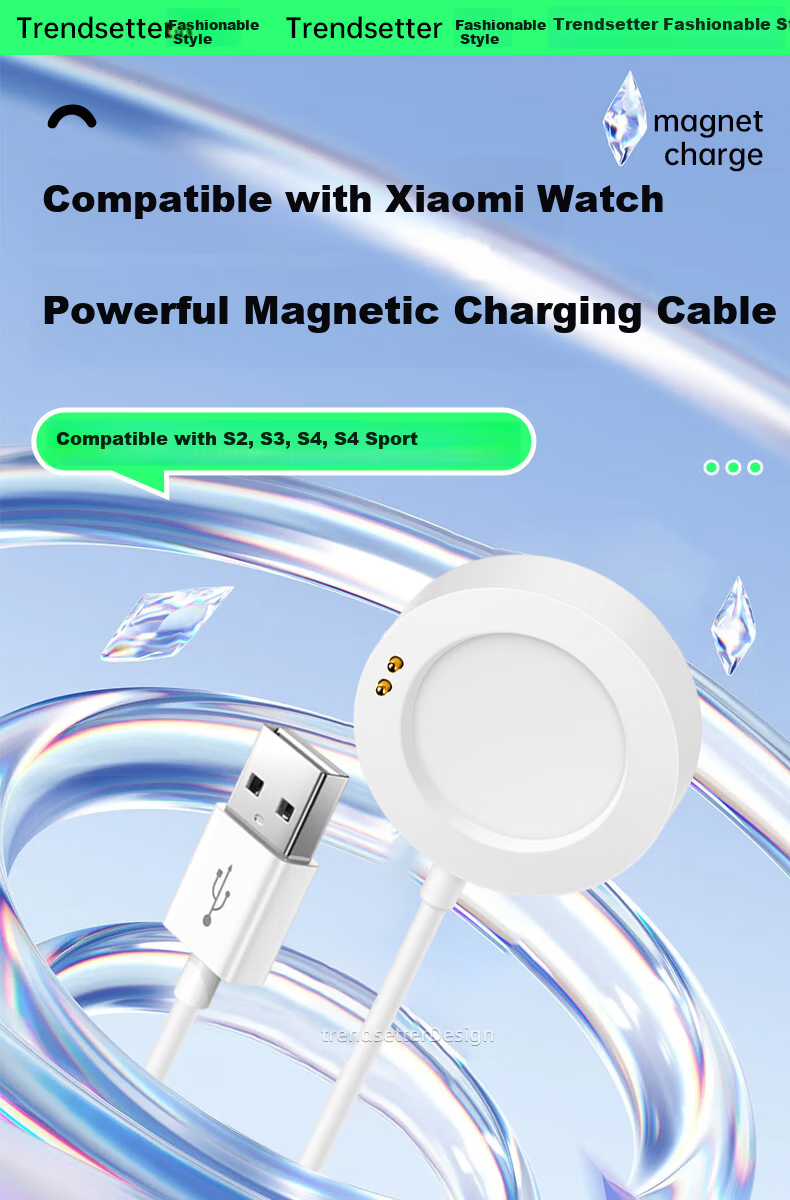 Chaofan Compatible Charging Cable And Charger for Xiaomi Watch S2/S3/S4 Sport, Original Watch S2/S3/S4 Sport Wrist ECG Blood Pressure Monitor Watch Magnetic Charging Dock for Second And Third Generation Models 1