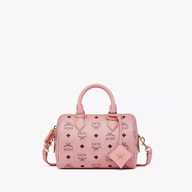 MCM ELLA Small Boston Bag Handbag Crossbody Bag for Women Pink Gift