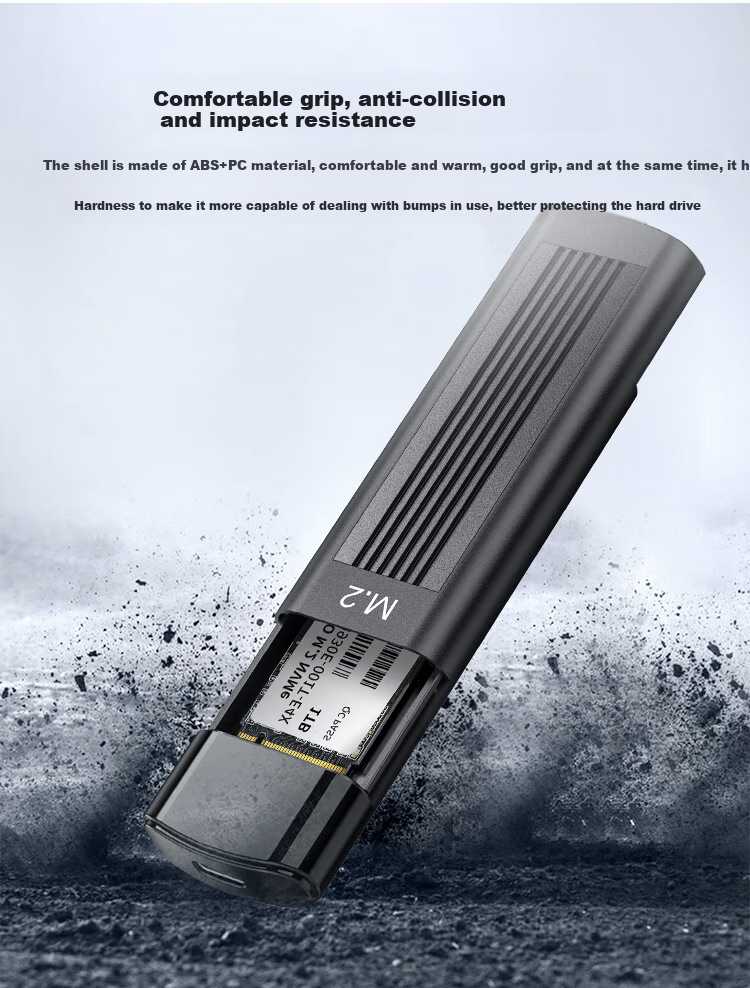Netac M.2 NVMe/SATA Dual-Protocol External Hard Drive Enclosure, USB3.1 Interface, SSD External Case, Laptop M.2 Enclosure, WH61 CtoA 7