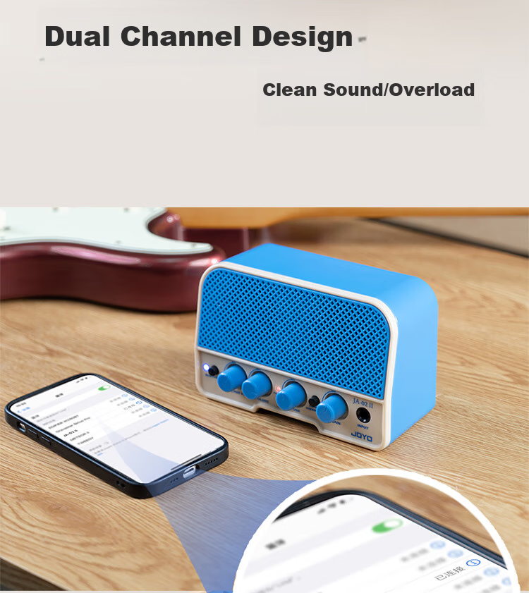 JOYO JA-02II Bluetooth Mini Smart Instrument Speaker, Universal Rechargeable Speaker for Ukulele And Guitar, Haitian Sky 5