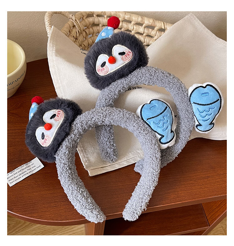 NIANFIN Spring Summer New Penguin and Little Fish Headband Cartoon Hair Accessories Girls Photo Hair Clip Funny Headband 3
