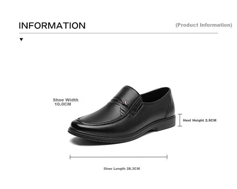 RED DRAGONFLY Leather Shoes for Men, Spring Slip-On Cowhide Shoes for Middle-Aged And Elderly Fathers WTA15172 Black Size 40 2