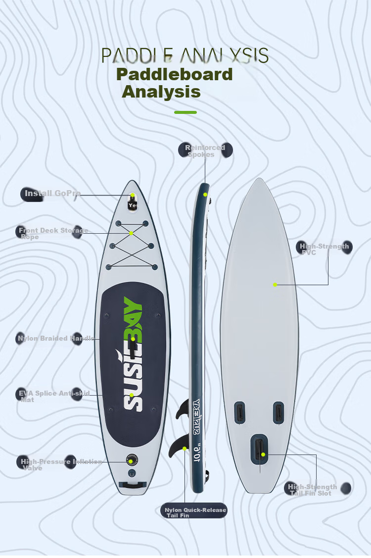 MSEASFREE Paddleboard Surfing Paddleboard Fishing Yoga Stand-Up SUP Lake Blue 2.0 [New] 6