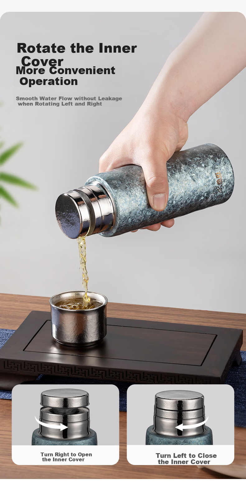 Heenoor Pure Titanium Insulated Cup, High-End Titanium Mug, Tea Steeping Cup with Separate Compartments for Tea Infusion, Holiday Gift XN-T381 3