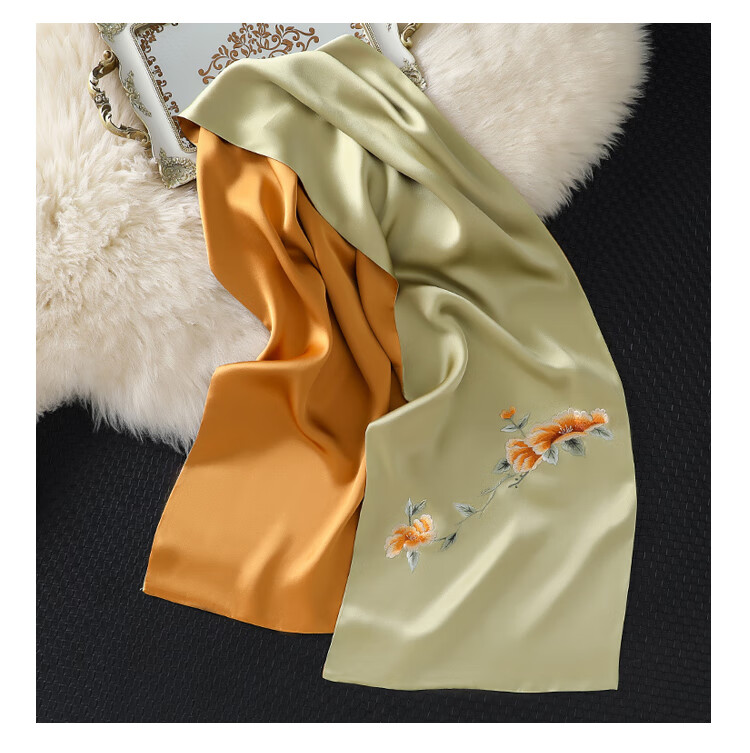 Shanghai Story Women's 100% Mulberry Silk Scarf Handcrafted Su Embroidery High-End Gift Box Mother's Day Birthday Gift for Mom 10
