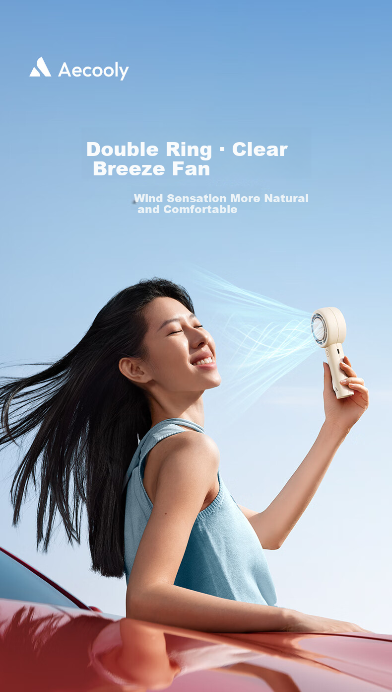 Aecooly Mini Portable Handheld USB Turbo Rechargeable Quiet Small Fan for Summer Office Desktop Student Dormitory Long Battery Life 1