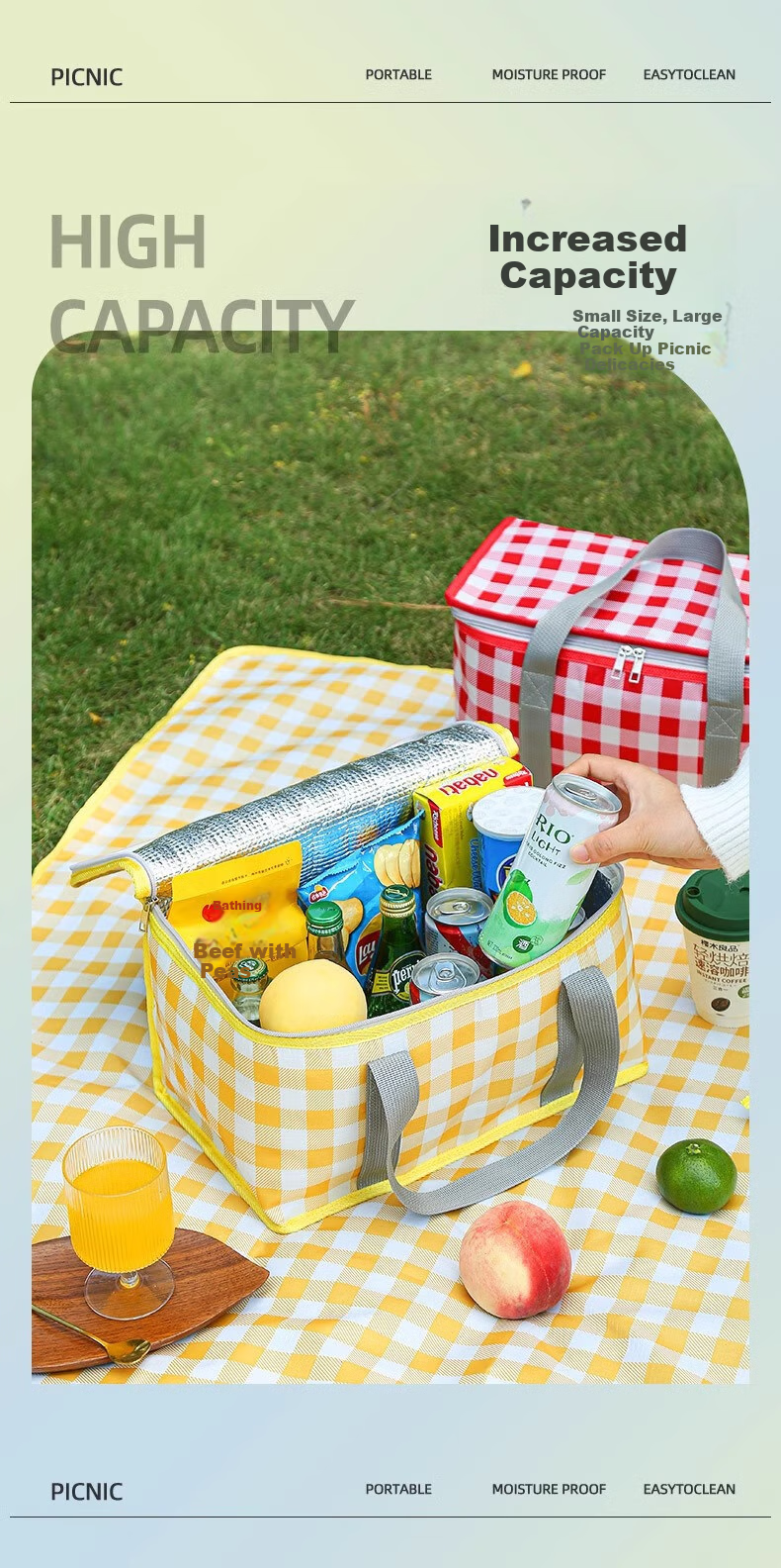 Beifute Insulated Picnic Bag [15L], Camping, Outdoor Travel, Portable Folding Cooler, Handheld Insulated Lunch Box 5