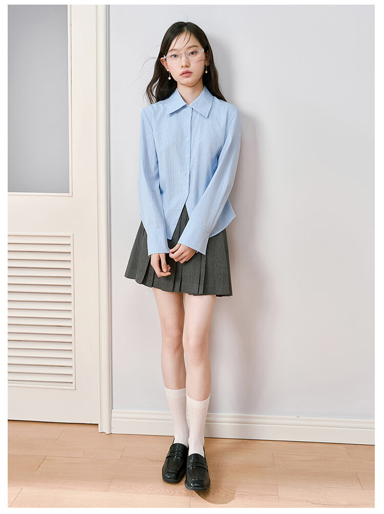 Miss Bird Blue Long Sleeve Office Shirt Women's Slim Fit Breathable Work Blouse 17