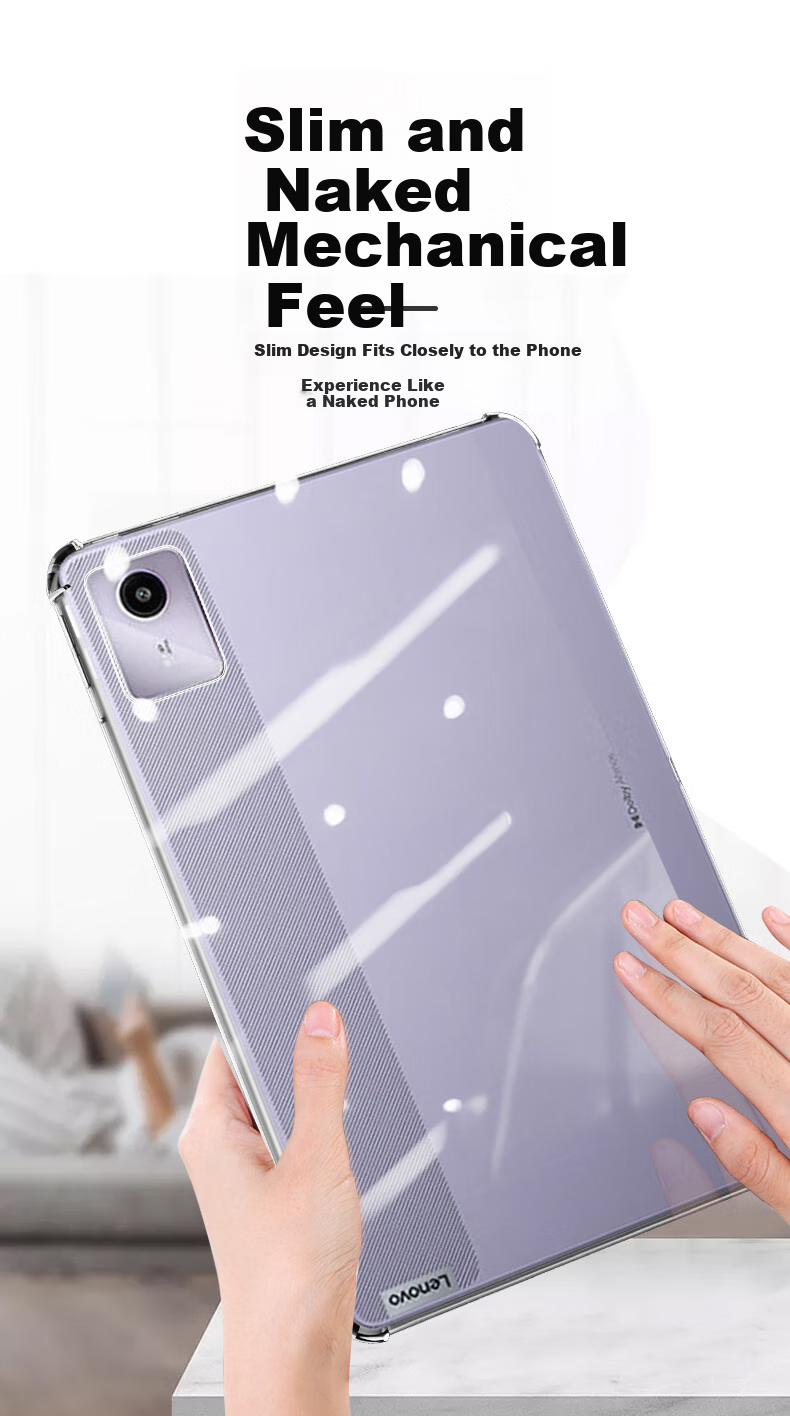 Freeson Protective Case for Lenovo Xiaoxin Pad 2024, 11-Inch Tablet Cover, Full Protection, Shockproof, Four-Corner Airbags, Anti-Collision, Crystal Clear TPU Soft Shell, Transparent 6