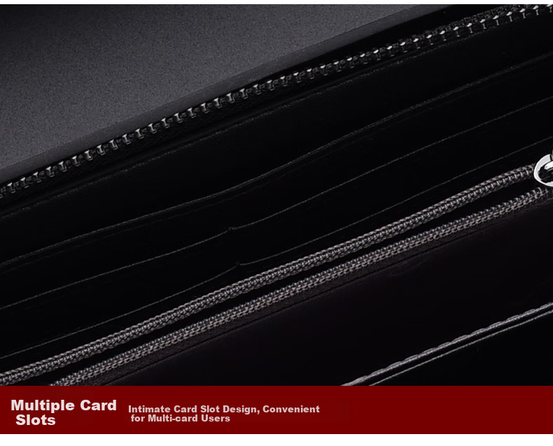 Pierre Cardin Men's Long Leather Wallet, Zipper Clutch, Gift Box, Black 10