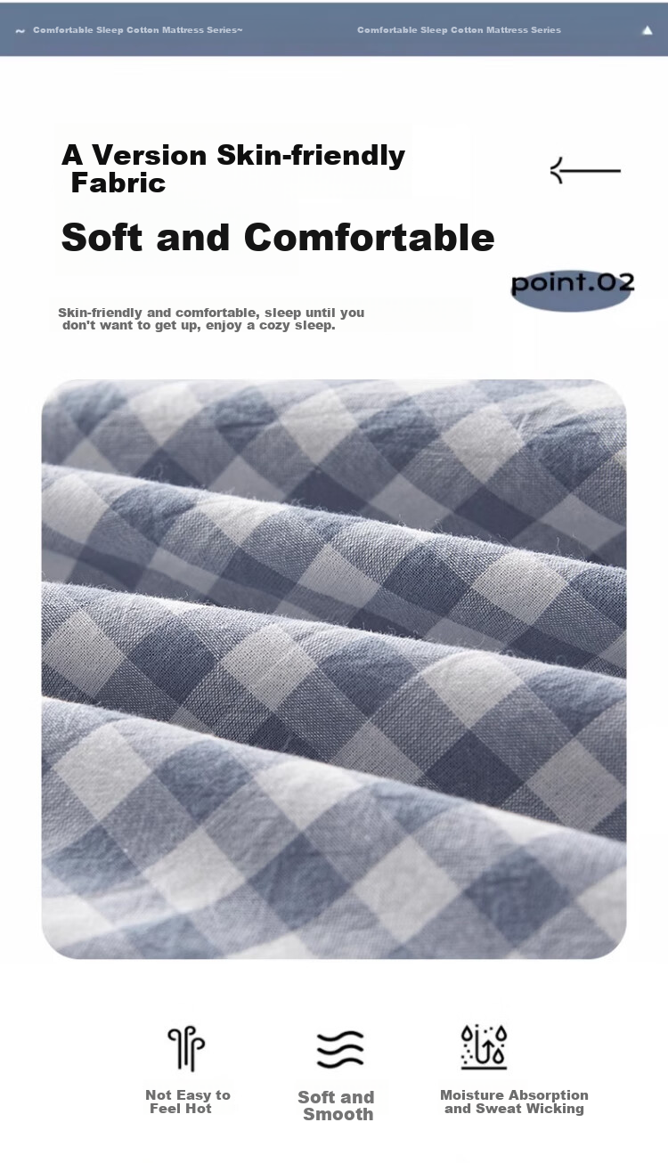 Wuyinliangpin 100% Xinjiang Cotton Mattress Pad, Removable Washable Cover, Pure Cotton Mattress Pad, All-Cotton Quilt, 1.8x2 Meters, 7 Ji 5