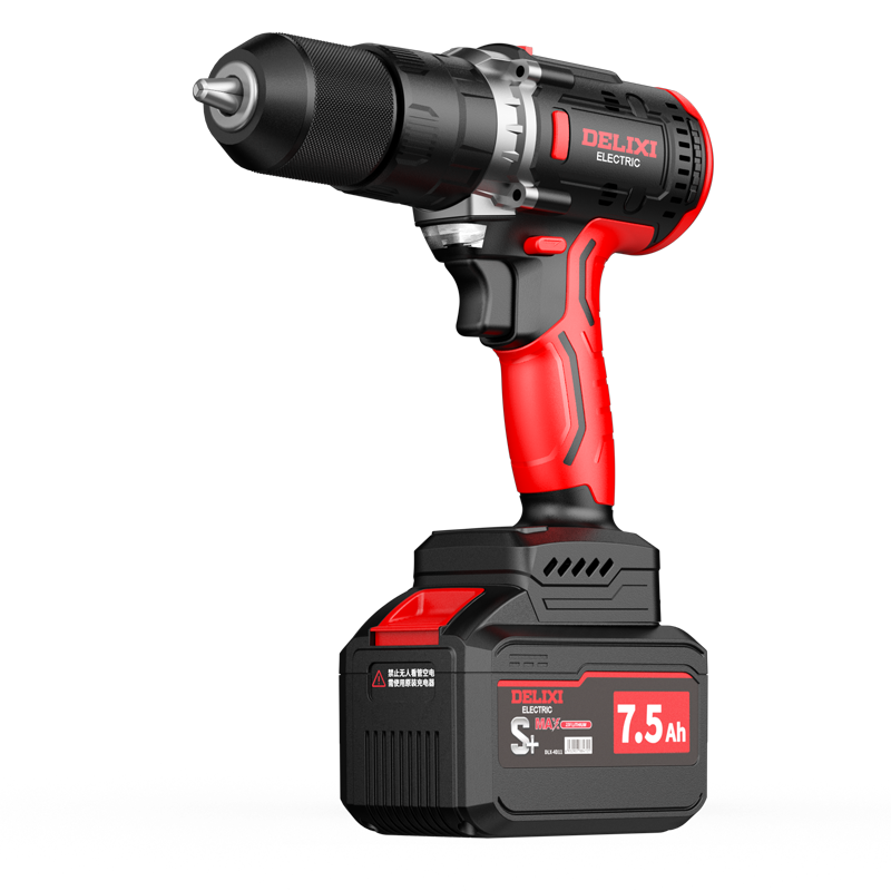 DELIXI ELECTRIC Brushless Cordless Drill Multi-Function Household Rechargeable Electric Screwdriver Impact Lithium Battery Drill Set DLX-FDR1202