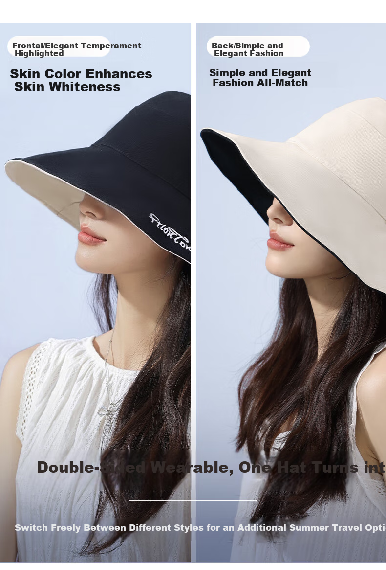FitonTon Sun Protection Hat for Women, Summer Outdoor Beach Cycling Sun Hat, Versatile Double-Sided Fisherman Hat 4