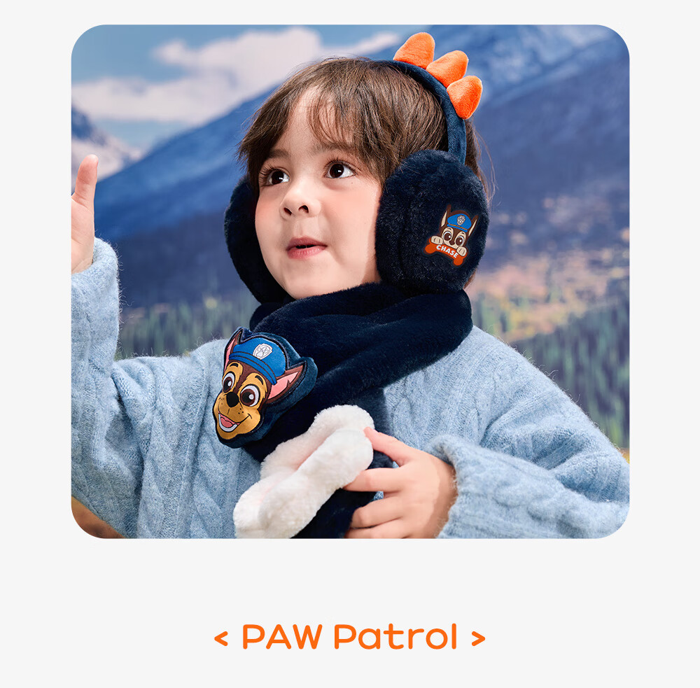 PAW PATROL Kids Warm Plush Ear Muffs Unisex Baby Cold Protection Cute Ear Warmer Navy Blue; 0388 14