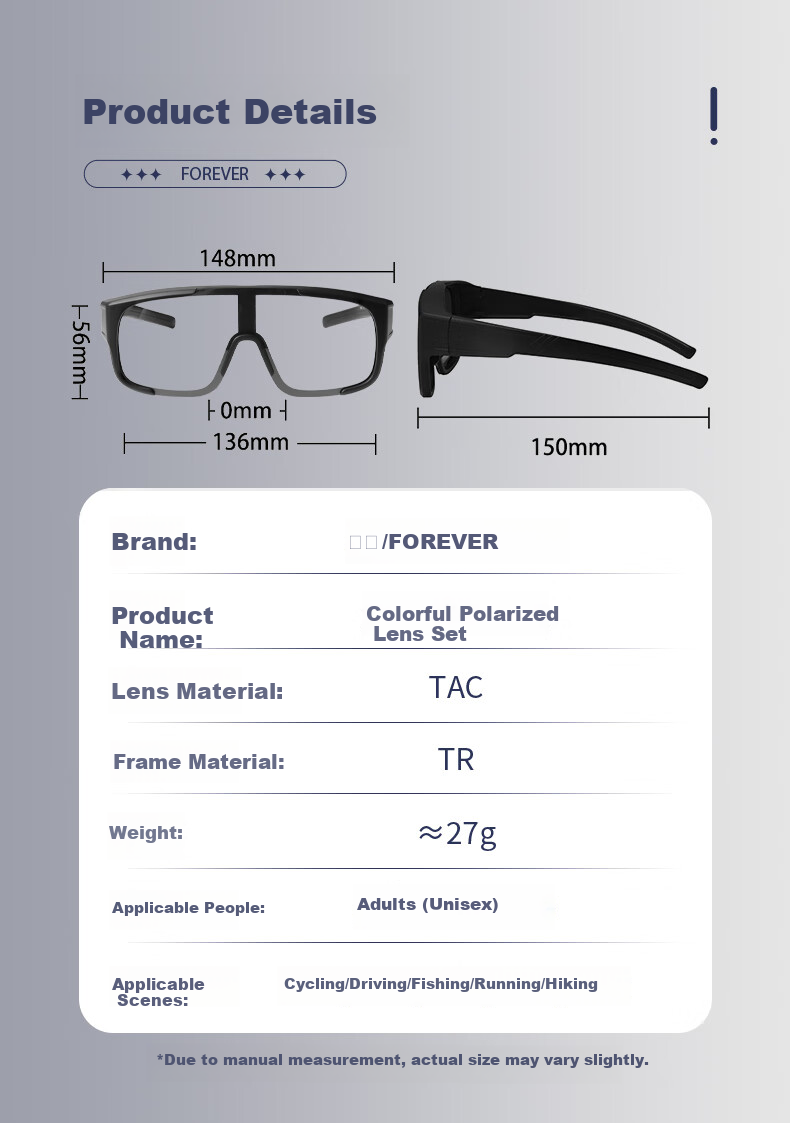 FOREVER Cycling Glasses, Large Frame for Myopia, UV Protection, Windproof, Dustproof, Day And Night Use, Protective Eyewear 13
