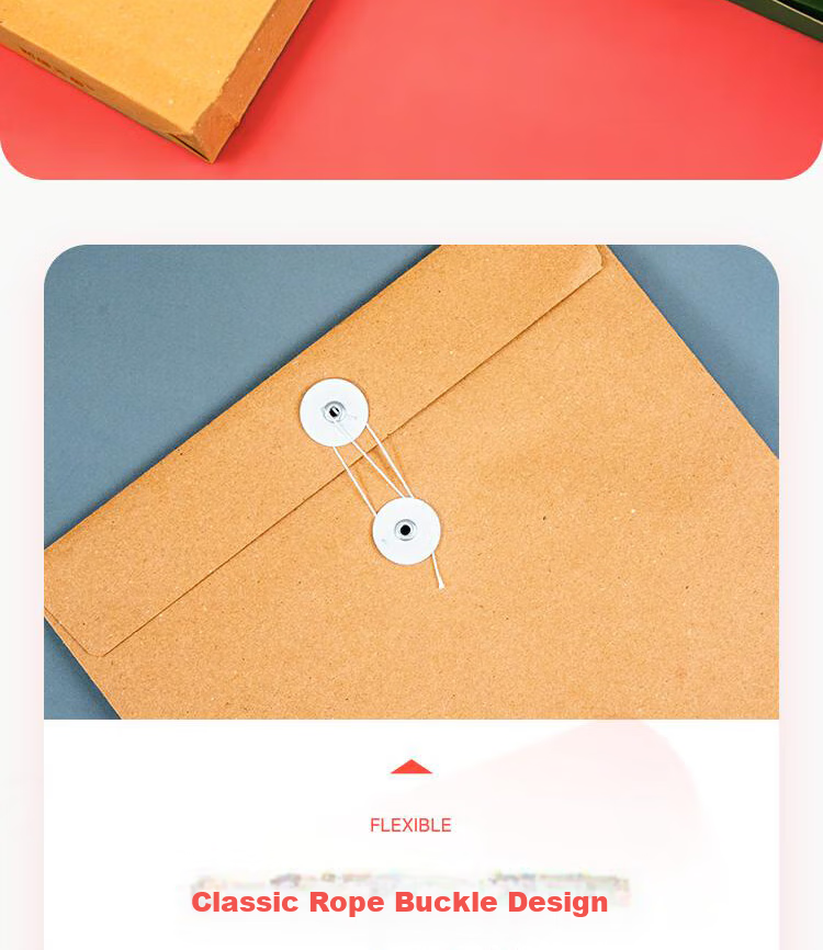 TANGO (TANGO) (TANGO) A4 Kraft Paper File Folders, Pack of 20, 200g Thickened 2.8cm, Rope Closure Office Use 3
