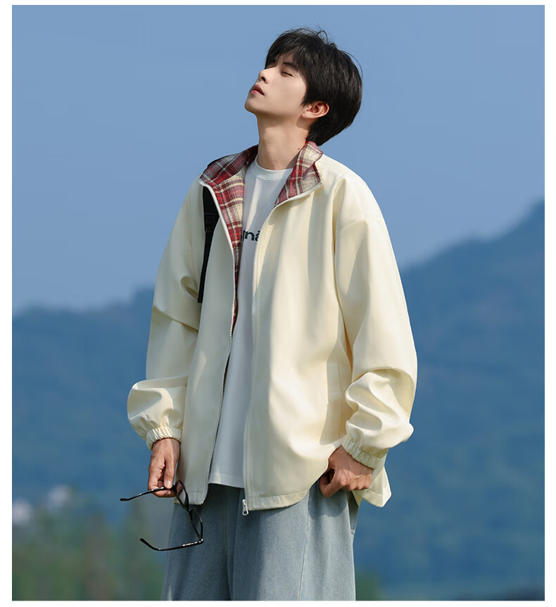 Foss Phil Men's Autumn Winter Japanese Style Loose Fit Casual Stand Collar Color Block Jacket Black 2XL 26189 1