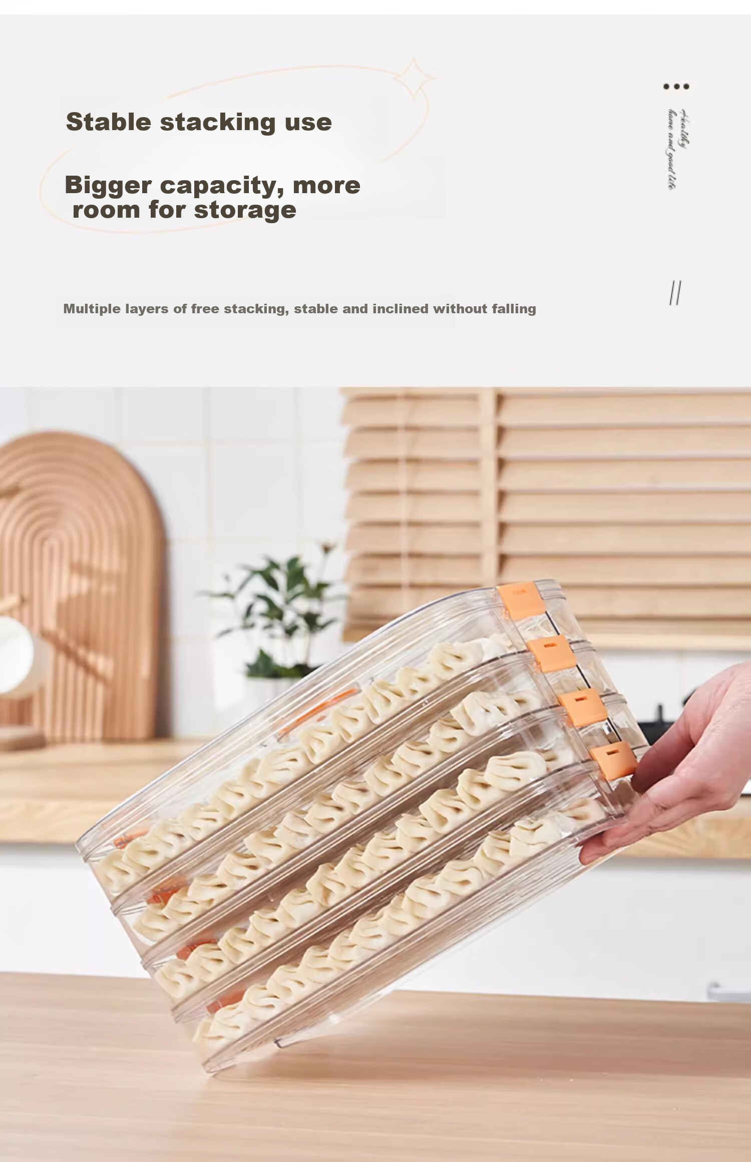 LONGSTAR Dumpling Freezer Box, Wonton Storage Container, Food-Grade Tray, Refrigerator-Specific Frozen Wonton Preservation Box, Four-Layer 7