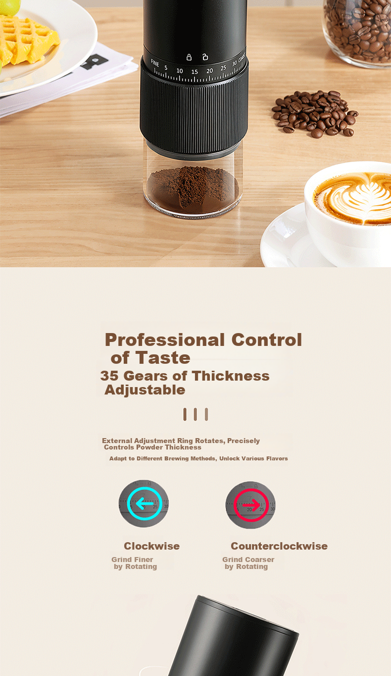 TEOTM Hand-Crank Coffee Grinder, Coffee Bean Grinding Machine, Manual Coffee Grinder for Home Use, Portable Coffee Mill 3