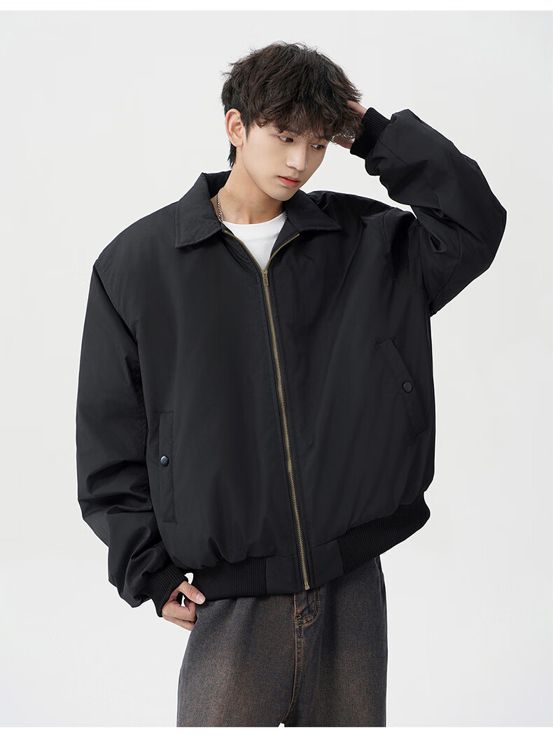 MMOPTOP Men's American Style Flight Jacket Autumn Winter Fashion Loose Casual Coat MJK10 Navy Blue 3XL 3