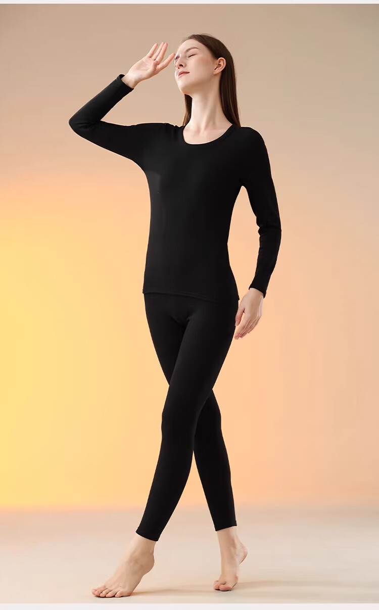 Me feeling Women's Thermal Underwear Autumn Winter New Plush Thickened Cashmere 10A Antibacterial Mite-Resistant Autumn Shirt and Pants Set 2