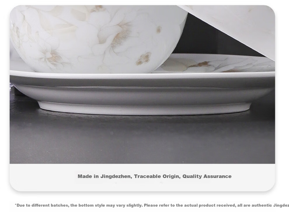 Jdz Ceramic Household Plates And Dishes, Healthy White Porcelain, 8-Inch Deep Plate Set, 6-Piece Set, Dish Plate Set, Fresh And Elegant Fragrance 24