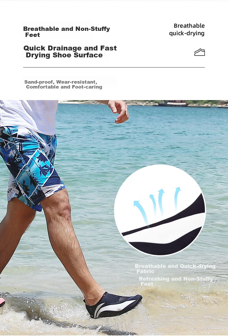 Li-Ning Beach Shoes for Men And Women, Swimming And Rafting Sandals, Non-Slip, Cut-Resistant, Skin-Friendly, Water Park, Beach Combing, Snorkeling, Breathable, Wear-Resistant 6