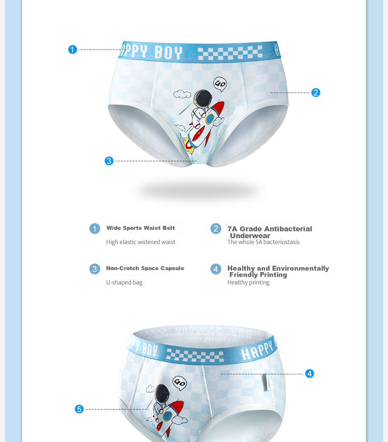 LangSha Boys' Underwear, Triangle Briefs, Class A Pure Cotton, 7A Antibacterial, No Wedgie, for Young Boys And Older Childre 9