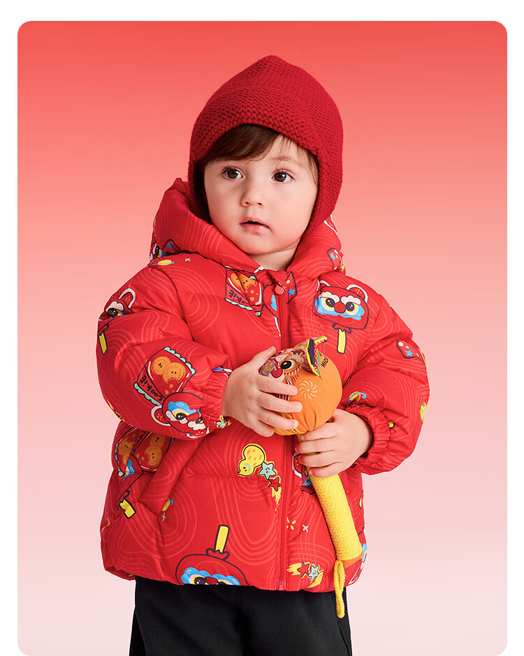 BALABALA Kids Down Jacket Boys Girls 2025 New Spring Festival Red Baby Coat Thickened National Style 12