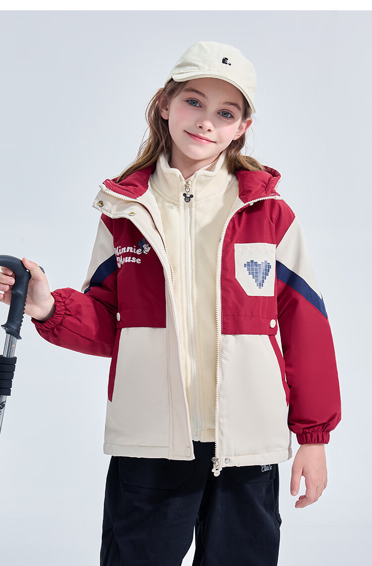 Disney Kids Autumn Winter Girls' Two-Piece Fleece Cotton Jacket Set 2026 Season Big Kids Baby Coat 2
