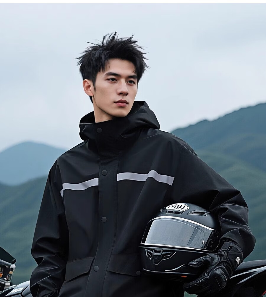 Lido According to Chen Reflective Raincoat for Riders Hooded Full-Body Rainproof Outdoor Duty Factory Electric Bike Adult Split Rain Poncho Customizable 6