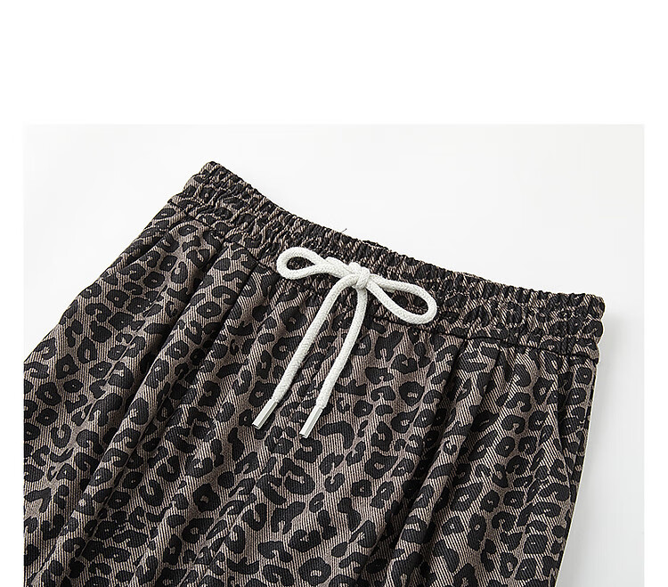 Demana Pear-Shaped Pitfall Guide Spring High Street Leopard Print Comfortable Elastic Waist Draped Straight-Leg Women's Casual Pants 15