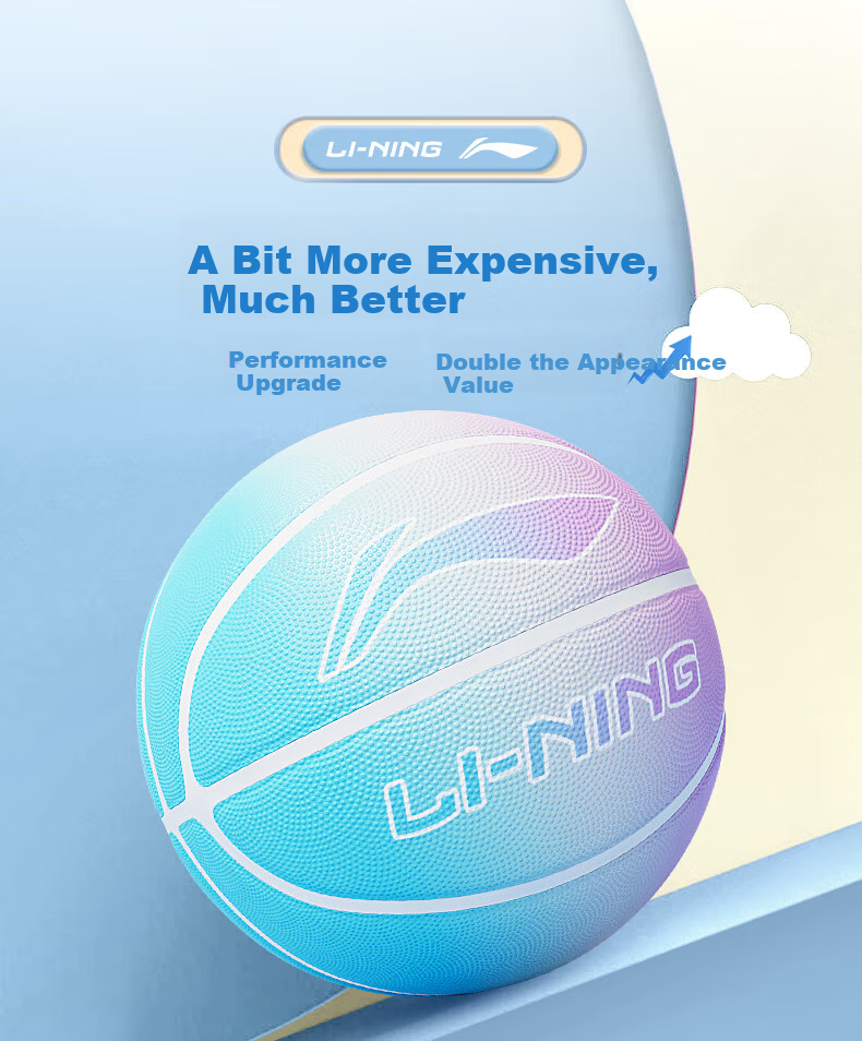 Li-Ning Basketball, Size 5, for Children in Kindergarten And Elementary School, Indoor And Outdoor Use, Youth Training, Suitable for Ages 3-6 Blue Ball Gift 4