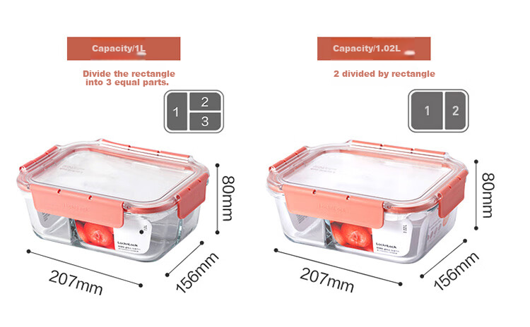 LOCK&LOCK Glass Food Storage Container Set, Microwave-Safe Lunch Box, Heat-Resistant Glass Bento Box, Dishwasher Safe, 6-Piece Set 21