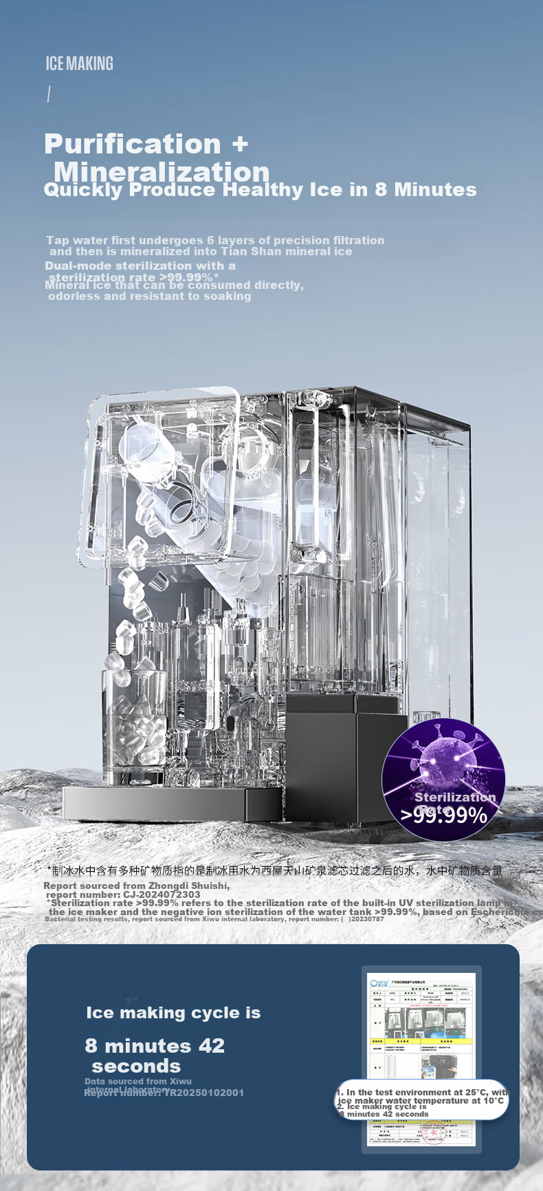 Westinghouse Pittsburgh I5 Ice Maker And Water Purifier, All-In Cooling And Heating Machine with No Installation Required RO Reverse Osmosis Water Purifier, Integrated Hot And Cold Purification Direct Drinking Machine 6
