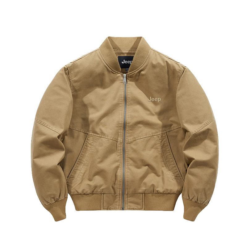 JEEP Men's Pilot Jacket, Executive Spring And Autumn Workwear Baseball Collar Coat, Khaki, 2XL