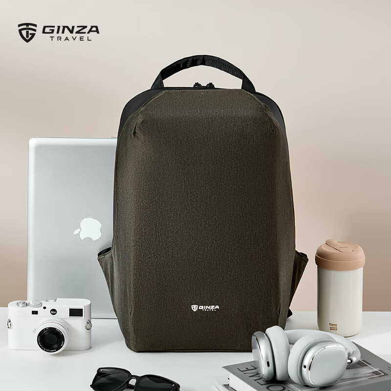 Yinzuo Business Casual Casual Backpack Large Capacity Laptop Bag Men's Travel Bag Student School Bag Military Green