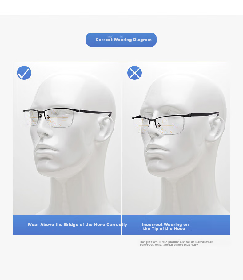 CAPONI Japanese Imported Photochromic Reading Glasses for Men, Smart Zoom, Ultra-Light Semi-Rimless, High-Definition, Anti-Blue Light, Pure Titanium, Bifocal 10