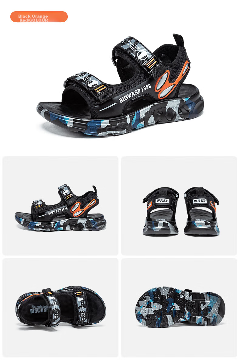 Bumblebee Kids Shoes Summer Soft Sole Non-Slip Black Blue D331237898 Size 27 for Older Children 8