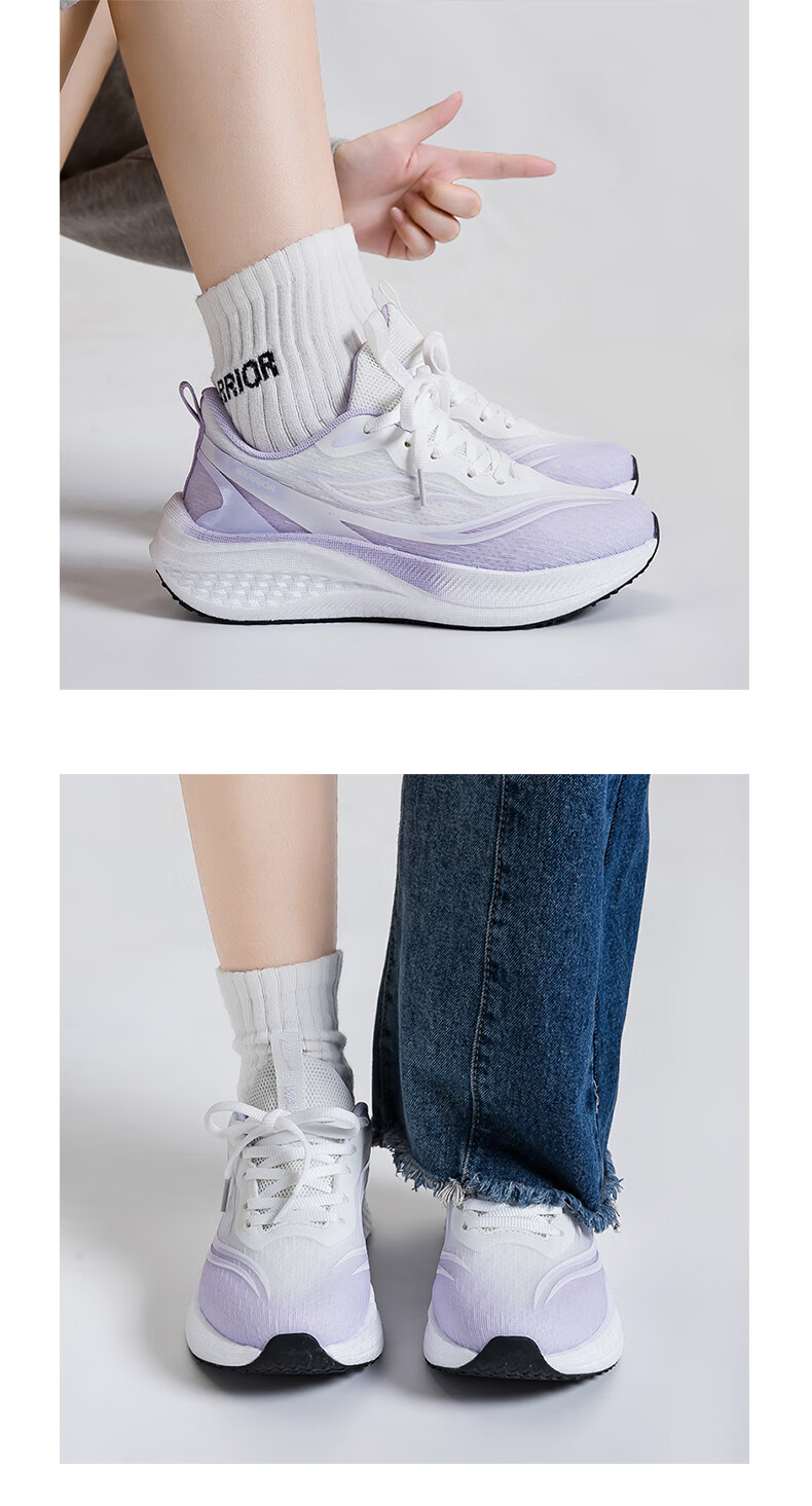 Warrior Women's Mesh Sports Shoes Spring New Lightweight Breathable Casual Sneakers WXY5110 White Purple Size 38 5