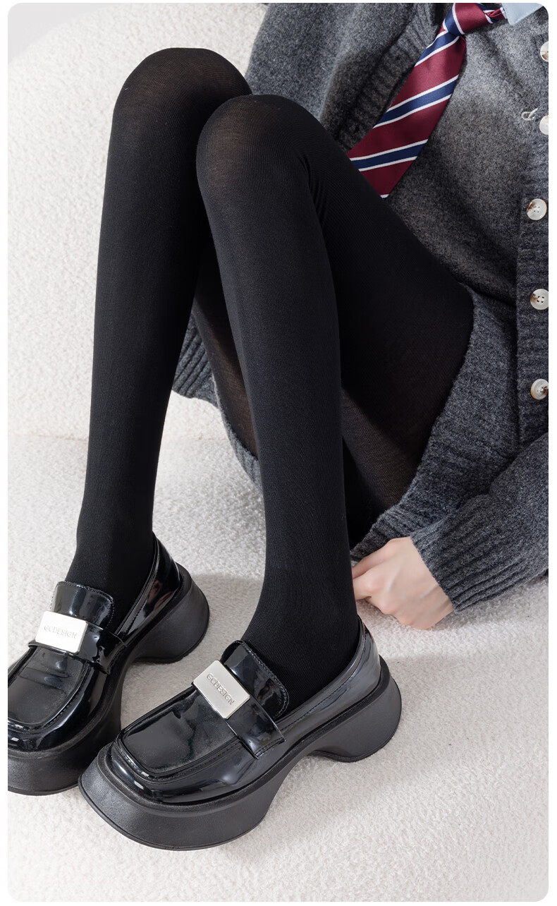 Dongfangyuan Vertical Stripe Cotton Tights Women's Autumn Winter Fleece Lined Thickened Warm Slim Fit Pantyhose 1 Pair 15