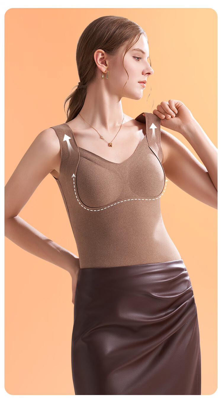 Ordifen Women's Thermal Vest with Chest Pad, Faux German Velvet Fleece Lined Camisole Bra, Seamless Slim Fit Base Layer for Autumn and Winter 9