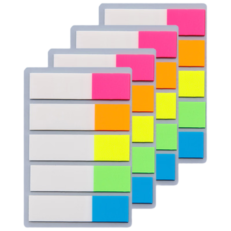 Jufu 400pcs Fluorescent Film Index Label Stickers Memo Notes Small Strips Indicator Sticky Notes School Supplies