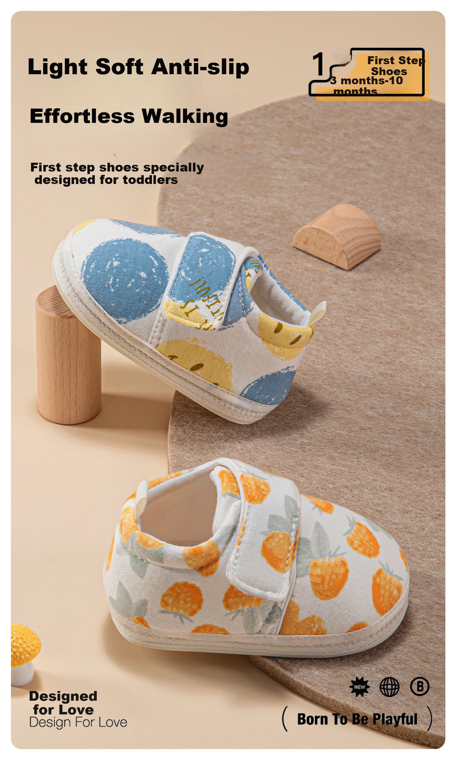 Moertu Soft Walking Shoes for Spring And Autumn, New Style Pre-Walking Shoes for Baby Boys And Girls, Soft-Soled Shoes, Cartoon Shoes for 0-1 Year Olds, Toddler Shoes 1